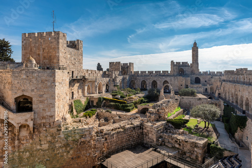 The Tower of David in ancient Jerusalem Citadel in Old City of Jerusalem, Israel.