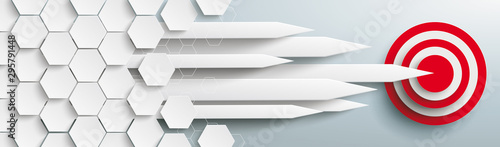 Hexagons Structure Arrows Red Target Header
