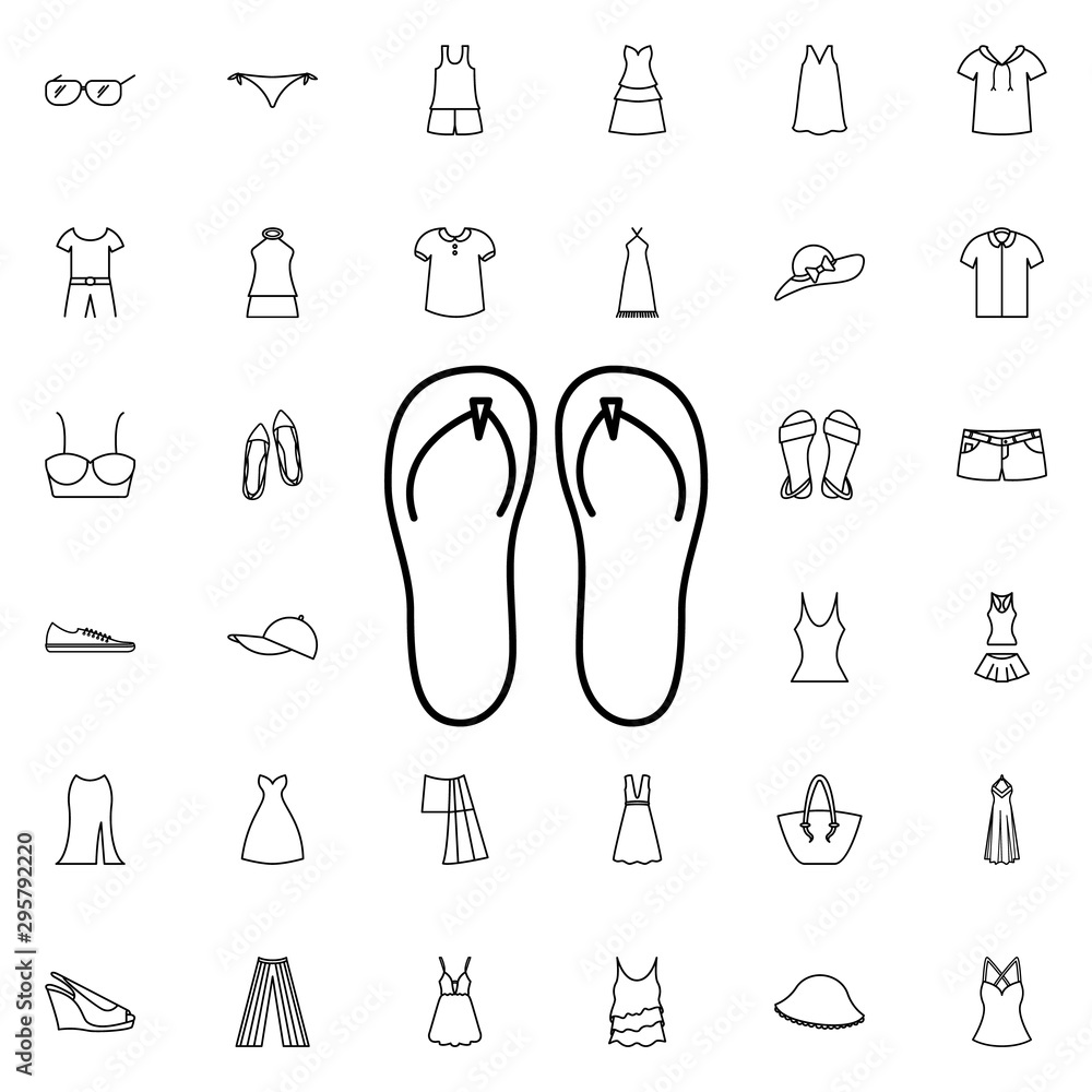 Flip-flops icon. Universal set of summer clothes for website design and development, app development Flip-flops icon. Universal set of summer clothes for website design and development, app development