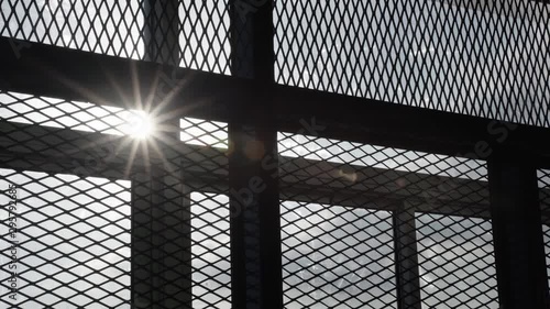 Silhouette The Metal Mesh Window with Sun Fare Light