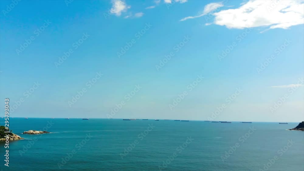 The Sea And Ships In Guaraju - Dolly Front The Sea And Ships In Guaraju - Dolly Front