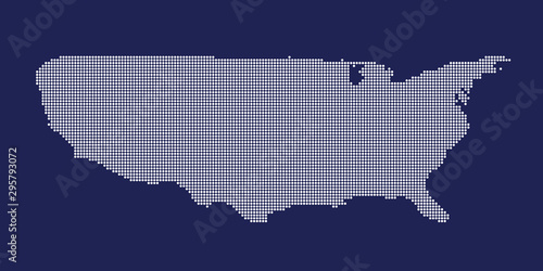 USA pixel map. Vector illustration. Halftone style.