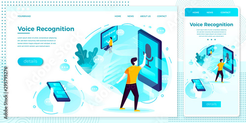 Vector online voice recognition app web set