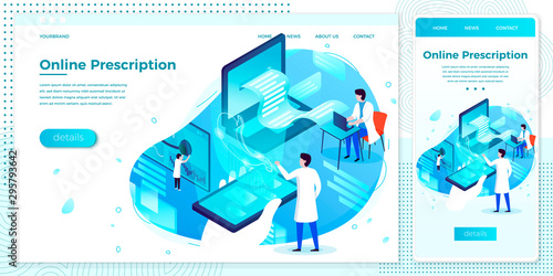 Vector web online stomach prescription doctor set