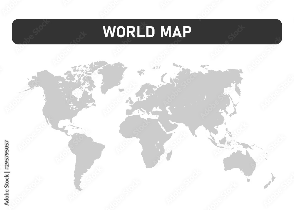 Gray world map on white background. Vector illustration.