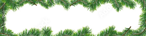 Christmas background with fir branches. Vector illustration with frame and copy space