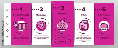 Insurance Onboarding Mobile App Page Screen Vector Icons Set Thin Line. House Insurance From Fire And Lightning, Flood And Burglary Concept Linear Pictograms. Life-assurance Contour Illustrations