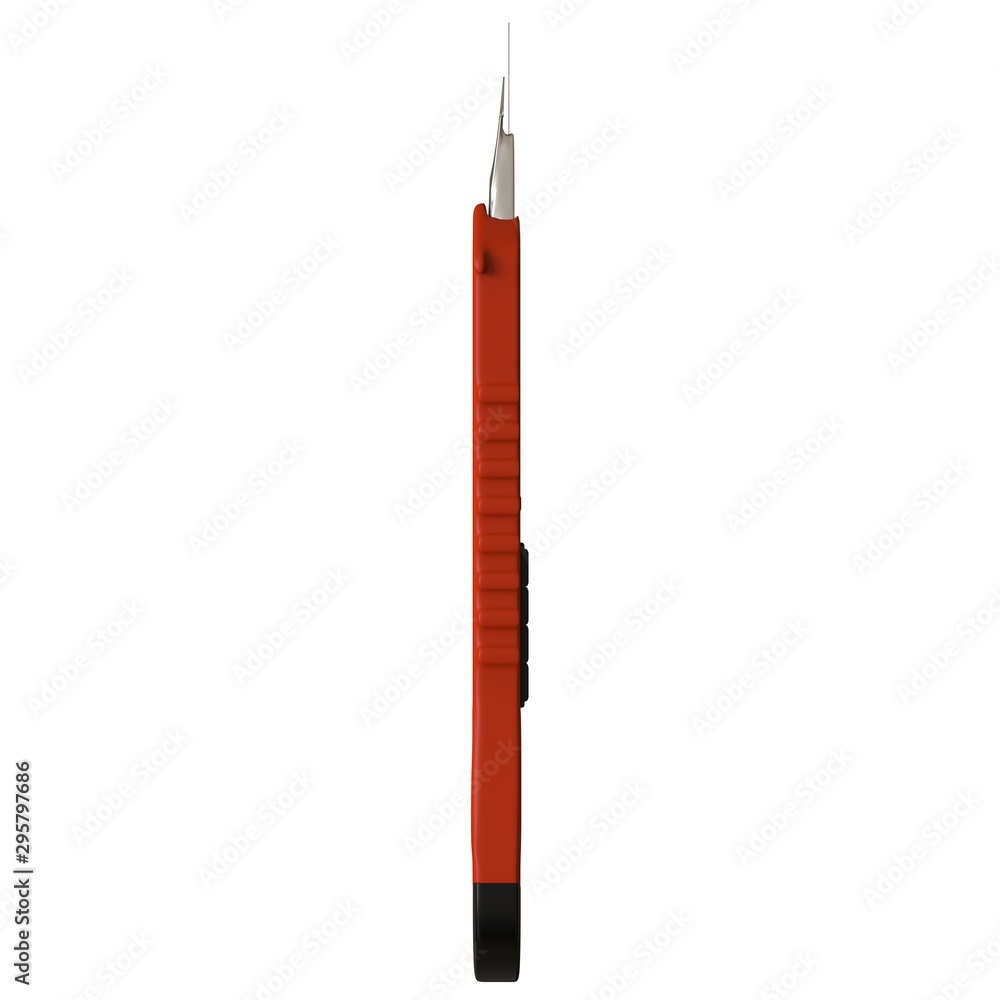 Red Paper Knife Isolated On White Background Stock Photo, Picture
