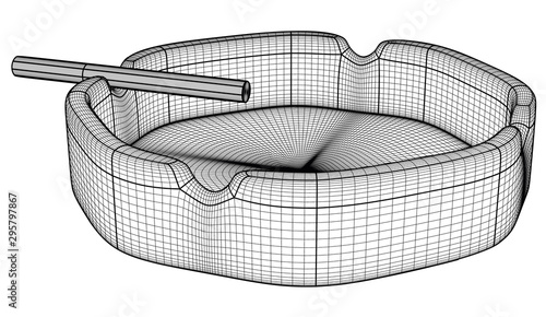 Ashtray with one cigarette.