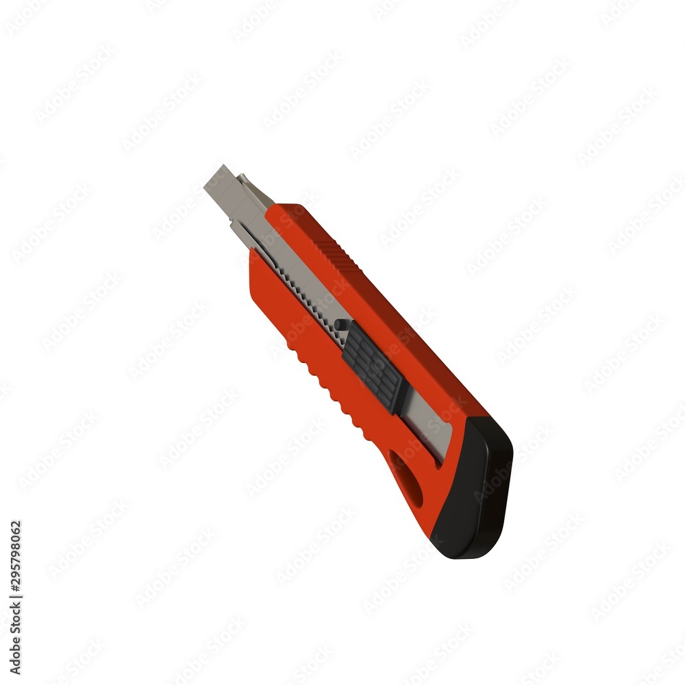 Red paper knife isolated on white background. 3D rendering of excellent quality in high resolution. It can be enlarged and used as a background or texture. Red paper knife isolated on white background. 3D rendering of excellent quality in high resolution. It can be enlarged and used as a background or texture.