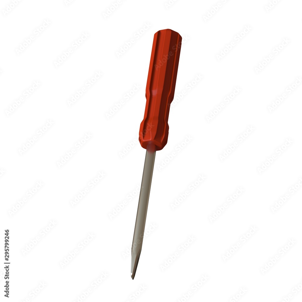 Screwdriver with a red pen on a white background, isolate. 3D rendering of excellent quality in high resolution. It can be enlarged and used as a background or texture. Screwdriver with a red pen on a white background, isolate. 3D rendering of excellent quality in high resolution. It can be enlarged and used as a background or texture.