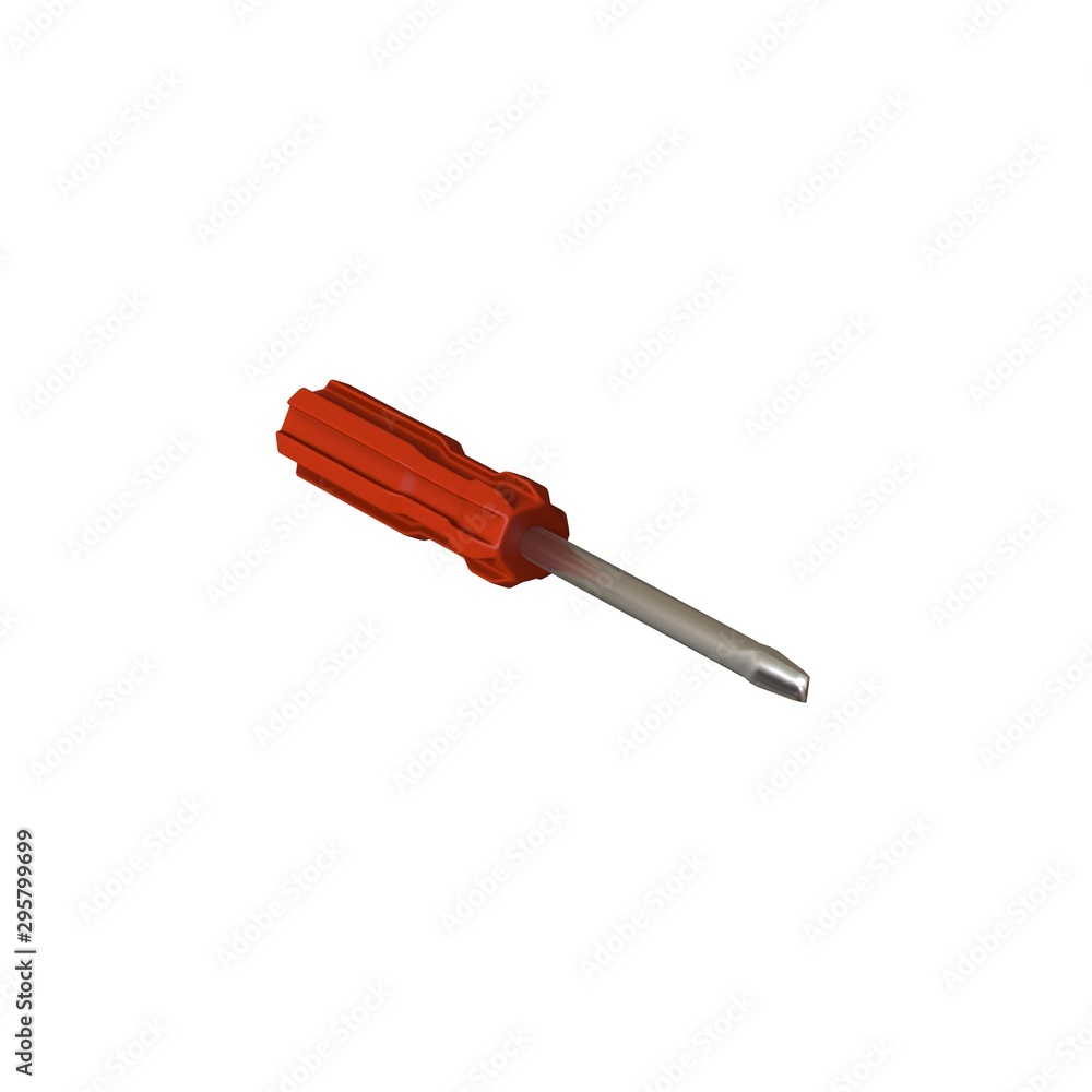 Screwdriver with a red pen on a white background, isolate. 3D rendering of excellent quality in high resolution. It can be enlarged and used as a background or texture. Screwdriver with a red pen on a white background, isolate. 3D rendering of excellent quality in high resolution. It can be enlarged and used as a background or texture.