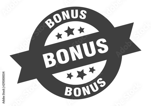 bonus sign. bonus black round ribbon sticker