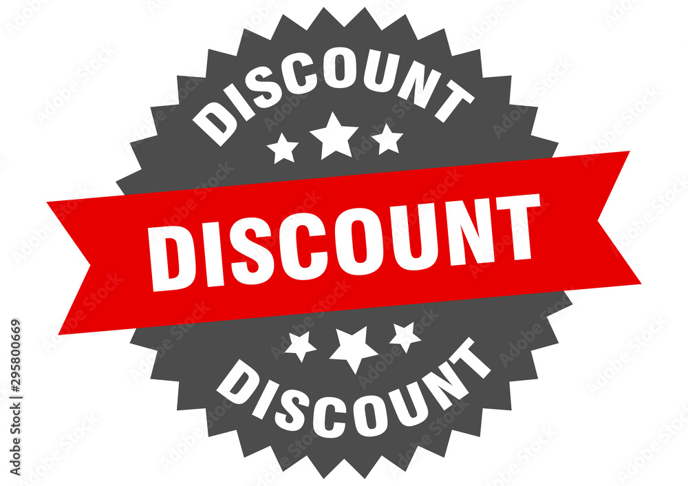 discount sign. discount red-black circular band label discount sign. discount red-black circular band label