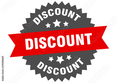 discount sign. discount red-black circular band label