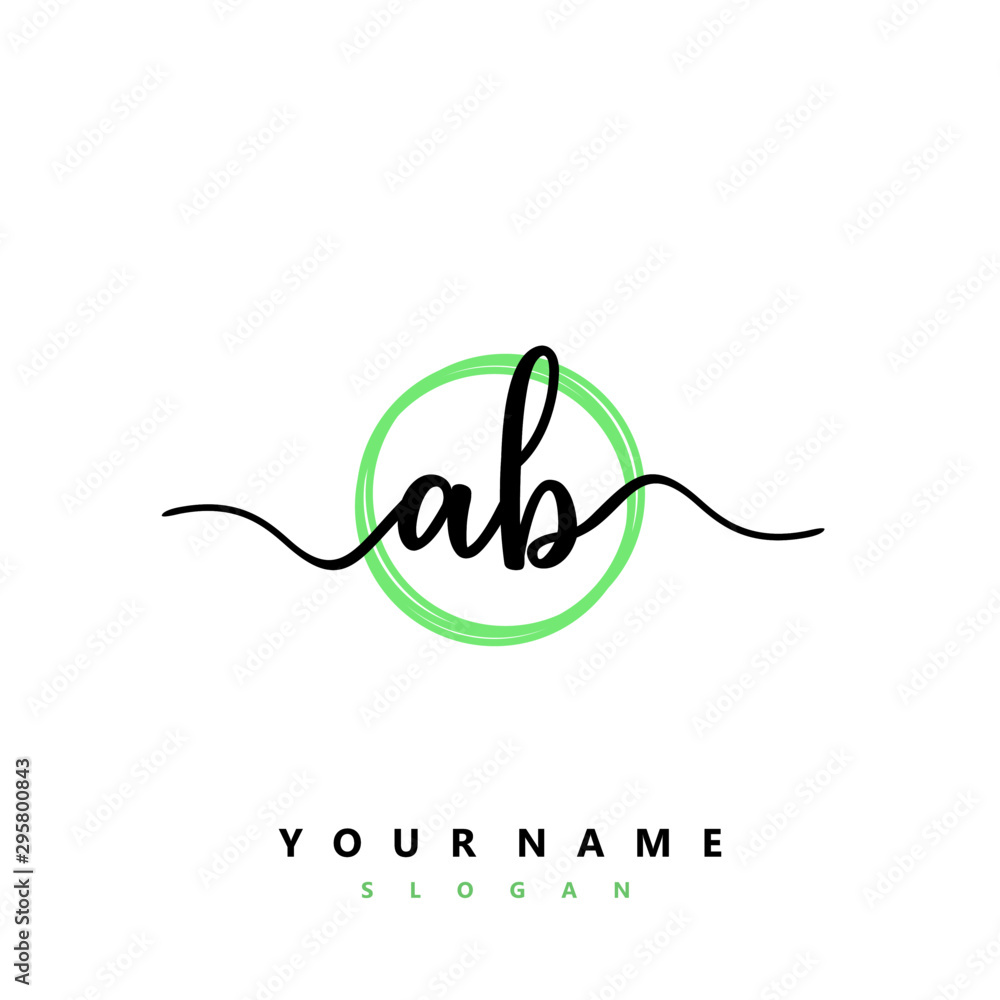 AB Initial handwriting logo vector