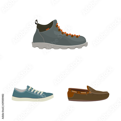 Isolated object of shoe and footwear sign. Set of shoe and foot stock symbol for web.