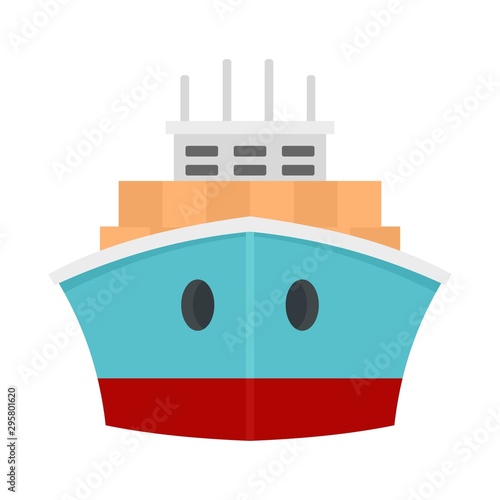 Front container ship icon. Flat illustration of front container ship vector icon for web design