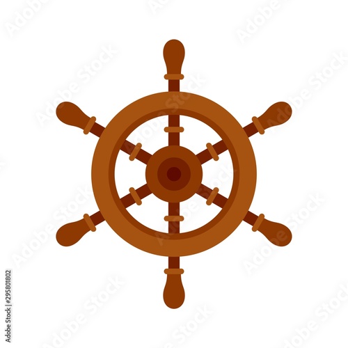 Ship steering wheel icon. Flat illustration of ship steering wheel vector icon for web design