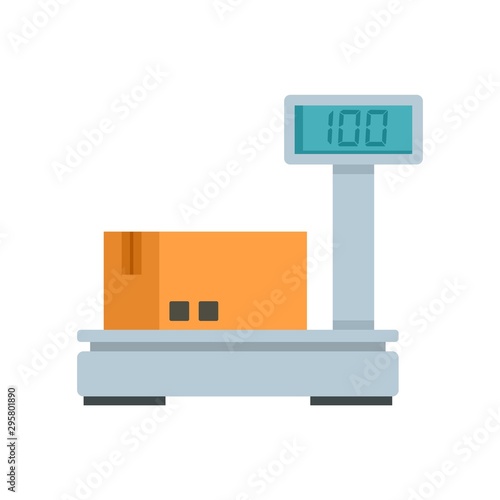 Warehouse scales icon. Flat illustration of warehouse scales vector icon for web design
