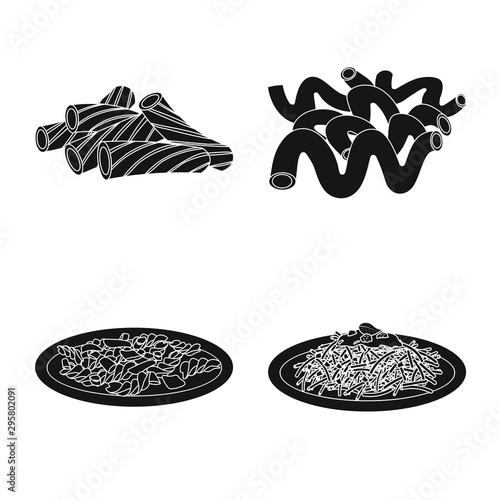 Isolated object of pasta and carbohydrate symbol. Collection of pasta and macaroni stock symbol for web.