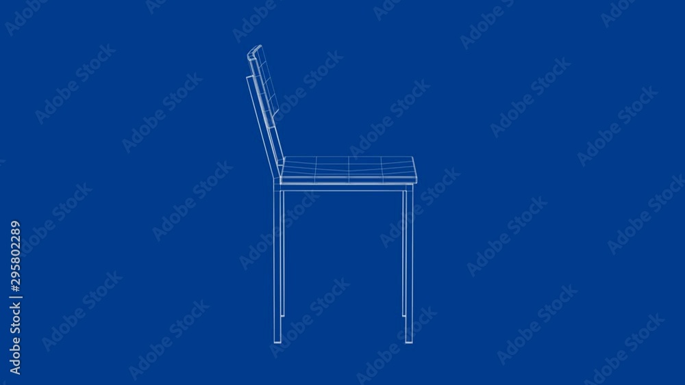3d wire-frame model of dining chair 3d wire-frame model of dining chair