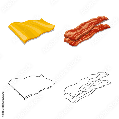 Vector illustration of burger and sandwich symbol. Set of burger and slice vector icon for stock.