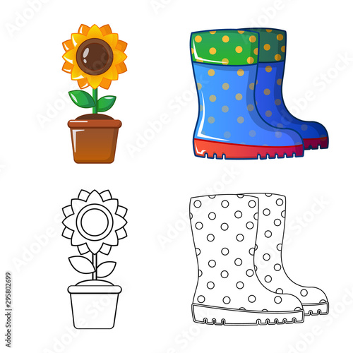 Isolated object of farm and agriculture icon. Collection of farm and plant stock vector illustration.