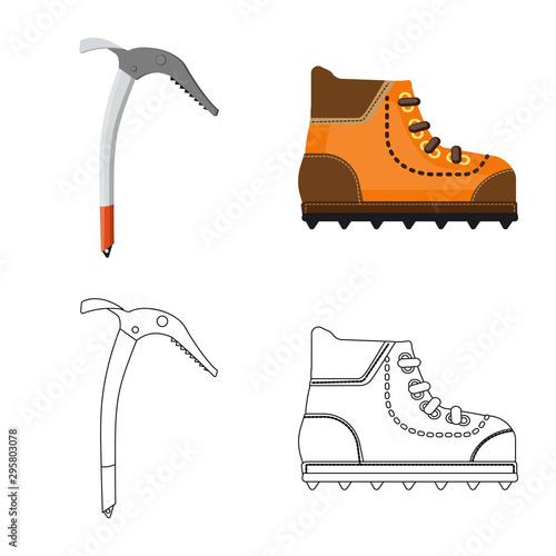 Isolated object of mountaineering and peak sign. Collection of mountaineering and camp vector icon for stock.