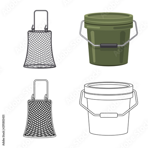 Vector design of fish and fishing symbol. Set of fish and equipment stock symbol for web.
