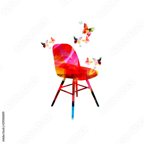 Colorful chair isolated vector illustration design. Modern interior element, stylish interior decoration, home decor and furniture