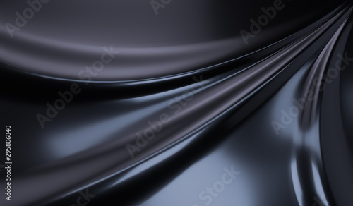 Fluid and liquid abstract black surface. Black Friday sale background, Elegant luxurious cloth backdrod, 3d illustration.