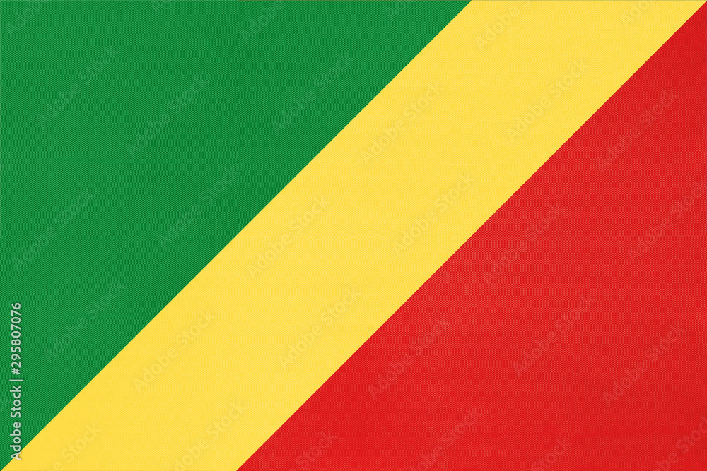 Republic of Congo national fabric flag, textile background. Symbol of african world country Republic of Congo national fabric flag, textile background. Symbol of african world country