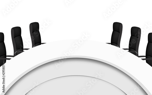 white round conference table and chairs on the white background