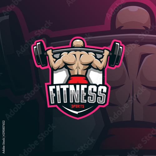 fitness mascot logo design vector with modern illustration concept style for badge, emblem and tshirt printing. fitness illustration for sport team.
