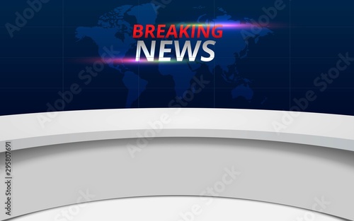 white table and lcds background in the news studio room