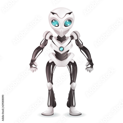 Robot artificial intelligence future mechanical mascot scifi technology science fiction 3d design vector illustration