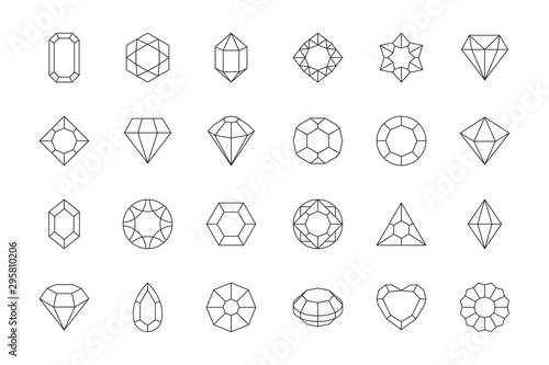 Gems stones icon. Diamond jewels luxury quality gifts vector low poly vector symbols. Illustration crystal stone, diamond and jewel gem, brilliant gemstone photo