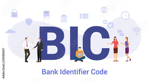 bic bank identifier code concept with big word or text and team people with modern flat style - vector