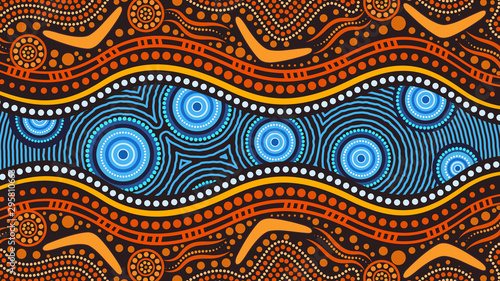 Illustration based on aboriginal style of background. photo
