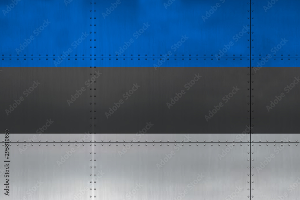 Flag of Estonia on metal