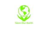 simple creative and Modern Go Green Environment Label Logo illustration In Isolated White Background with globe, ecology concept - save earth