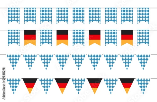 Oktoberfest garlands. Oktoberfest bunting flags. Bavarian and german banners vector set. Illustration oktoberfest bavarian and germany festival, celebration traditional beer fest