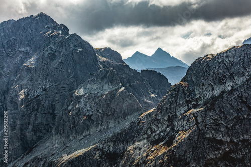 Fototapeta Naklejka Na Ścianę i Meble -  High mountain peaks. Tatra Mountains in Poland. View from Koscielec