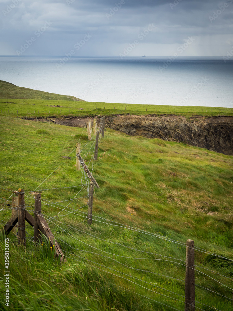 Rainy weather in landscape at mizen head in ireland