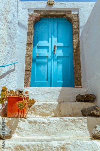 Santorini blue door photo