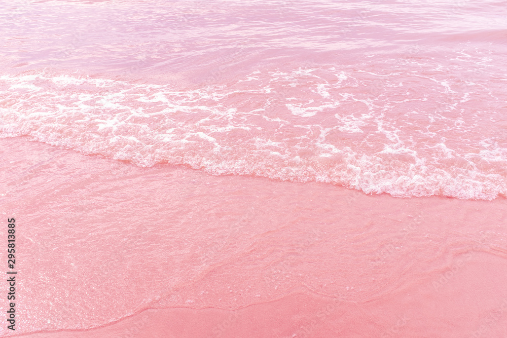 Fototapeta premium Pink Sea with Beach summer in tropical island.