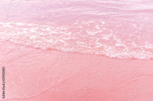 Pink Sea with Beach summer in tropical island. photo