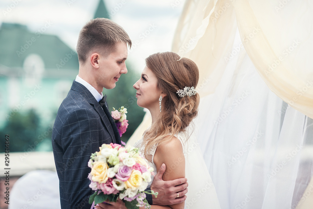 Wedding. Happy couple. Two lovers are smiling Wedding. Happy couple. Two lovers are smiling