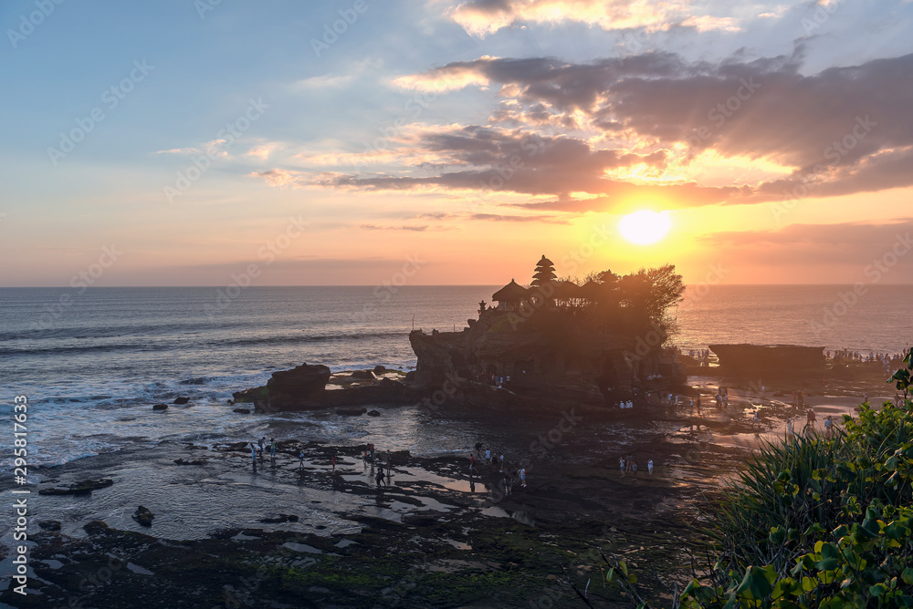 Beautiful Sunset View of Tanah Lot Temple in Bali Island